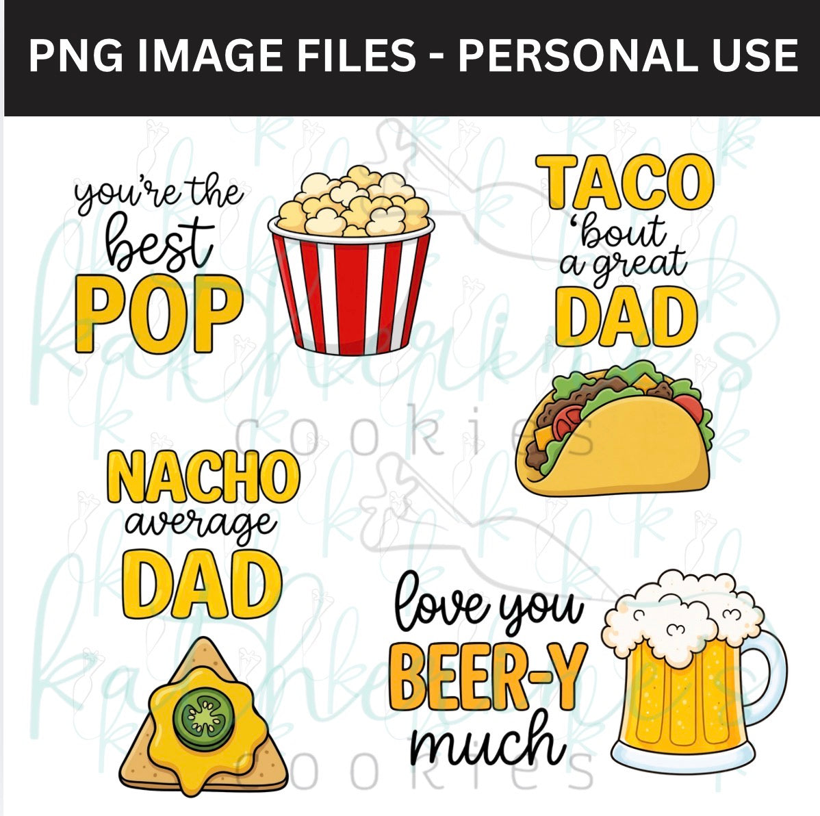 Fathers Day Dad Food Puns PNG Images - set of 8