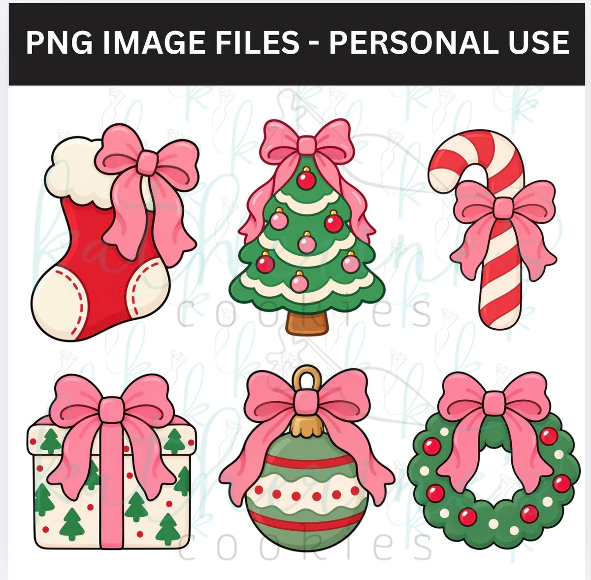 Coquette Christmas PNG Images - set of 6 images