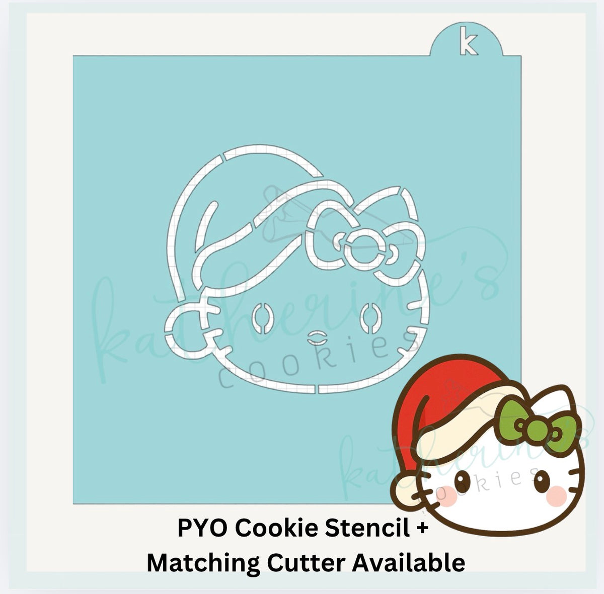 Christmas Kitty PYO Cookie Stencil + Optional Matching Cookie Cutter
