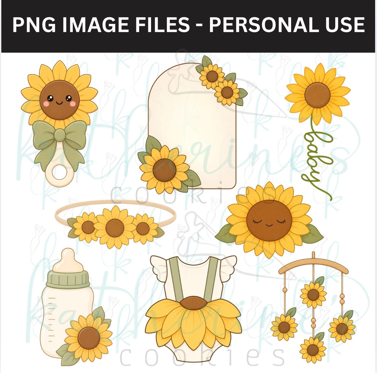 Little Sunflower PNG Images - set of 8