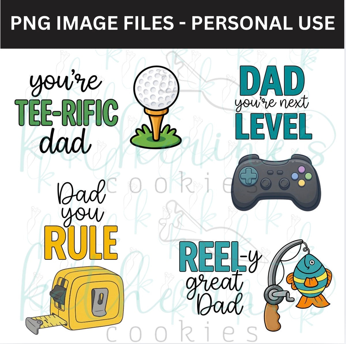 Fathers Day Dad Hobby Puns PNG Images - set of 8
