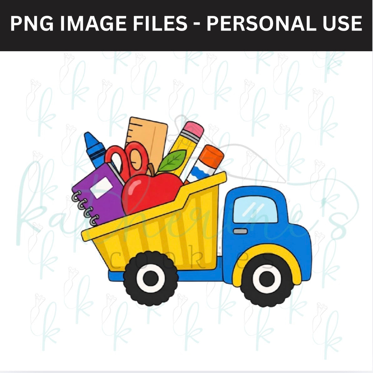 School Supplies Dump Truck PNG Image