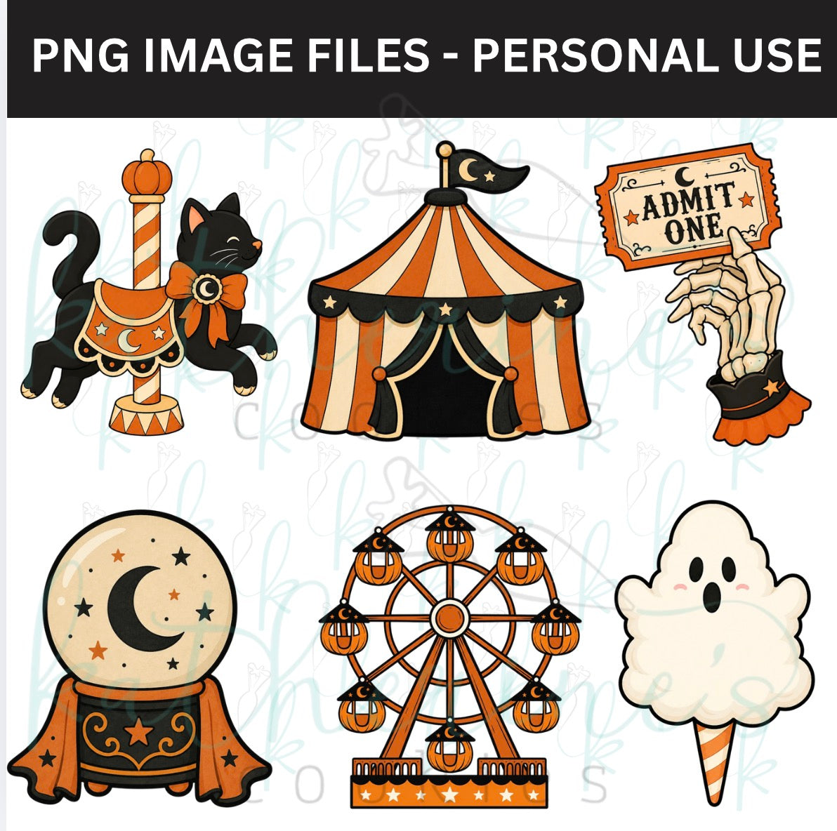 Halloween Carnival PNG Images - set of 6 images