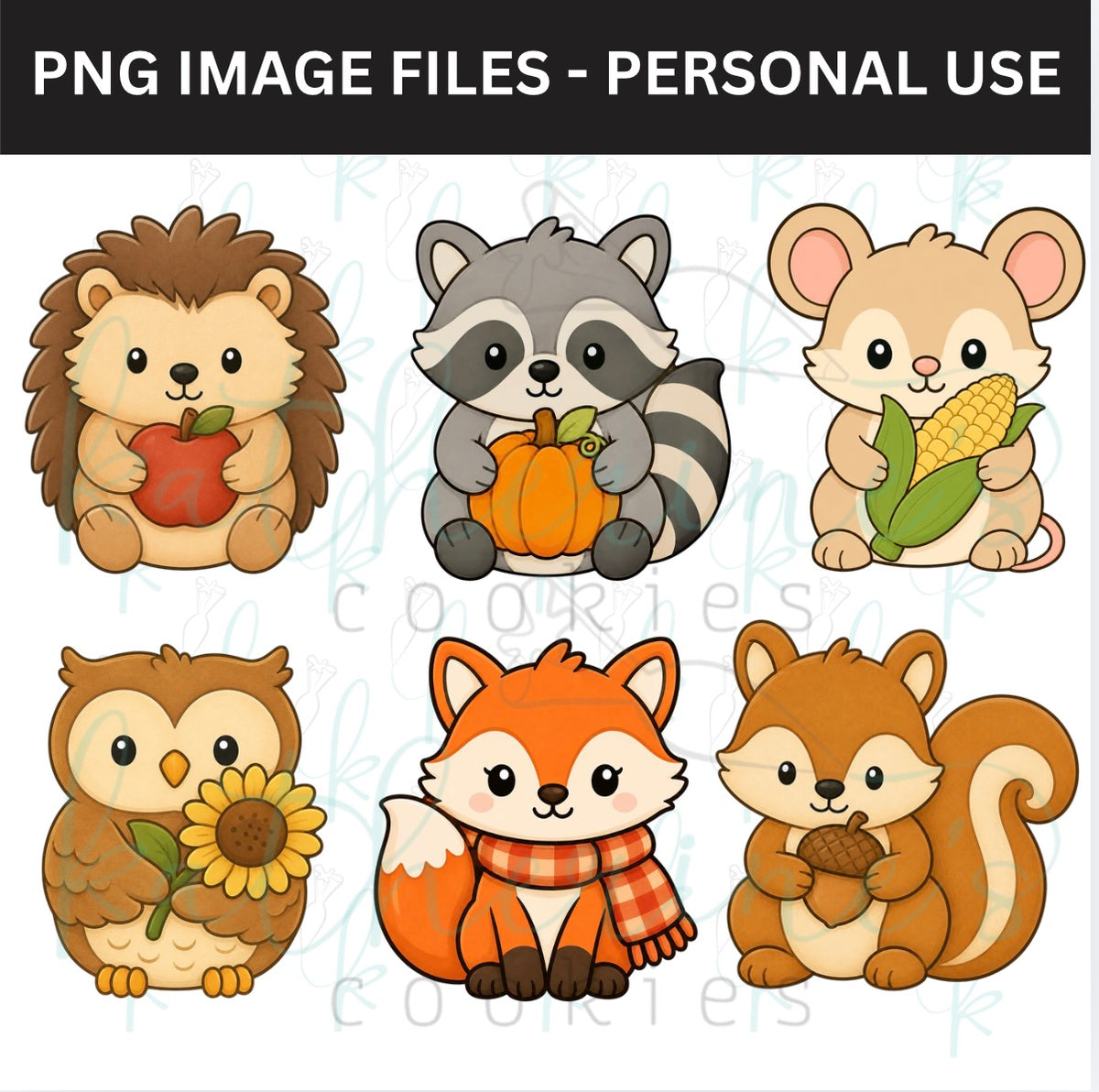 Fall Harvest Animals PNG Images - set of 6 images