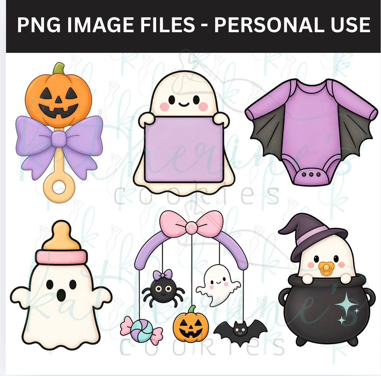 Halloween Baby Shower PNG Images - set of 6 images