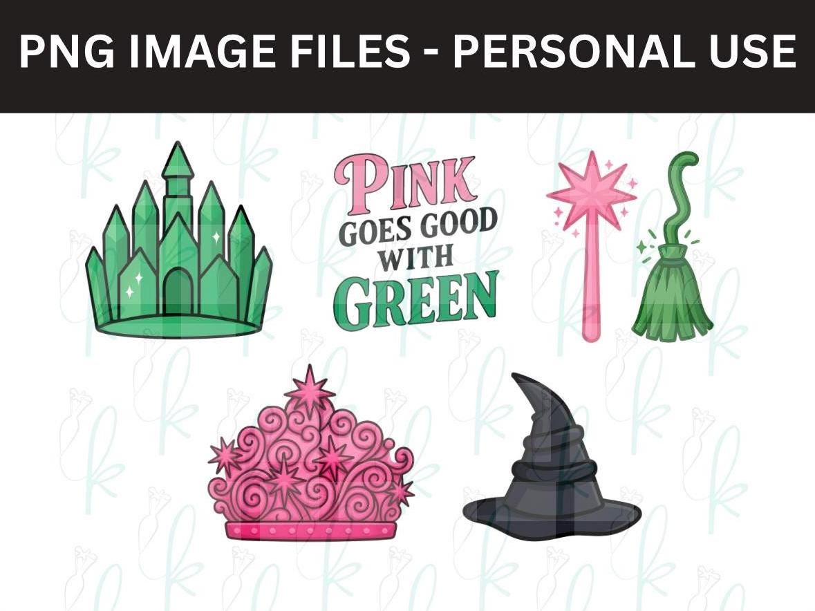 Pink and Green Witches PNG Images