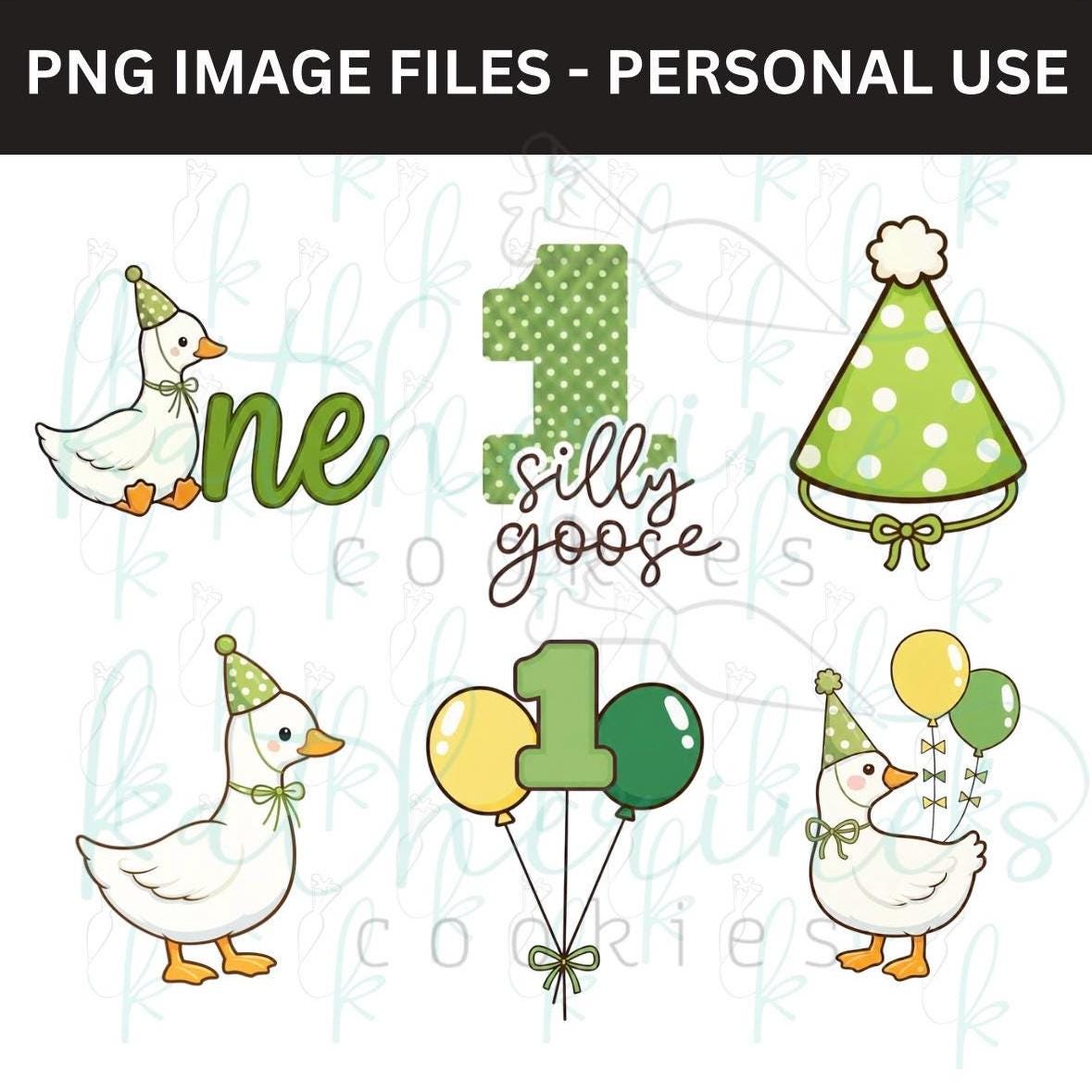 One Silly Goose PNG Images - set of 6 images