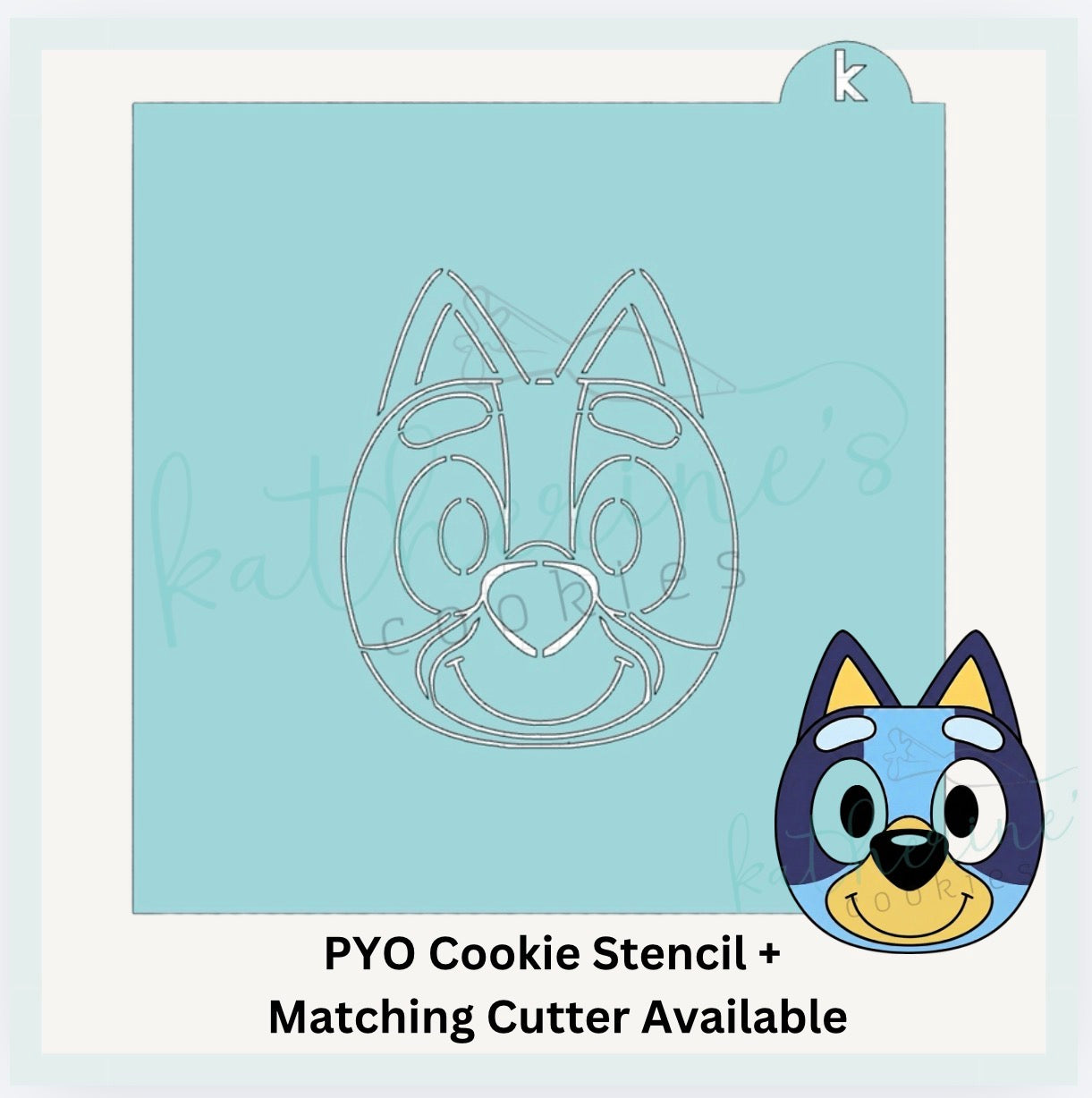 Blue Dog PYO Cookie Stencil + Optional Matching Cookie Cutter