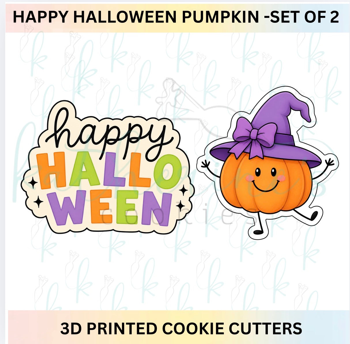 Happy Halloween Pumpkin - Set of 2 3D Printed Cookie Cutters