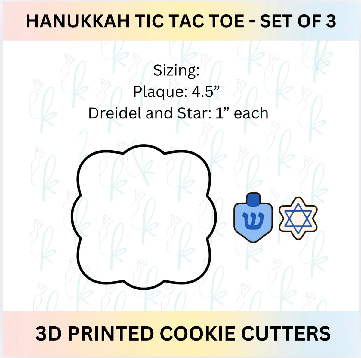 Hanukkah Tic Tac Toe -  Set of 3D Printed Cookie Cutters