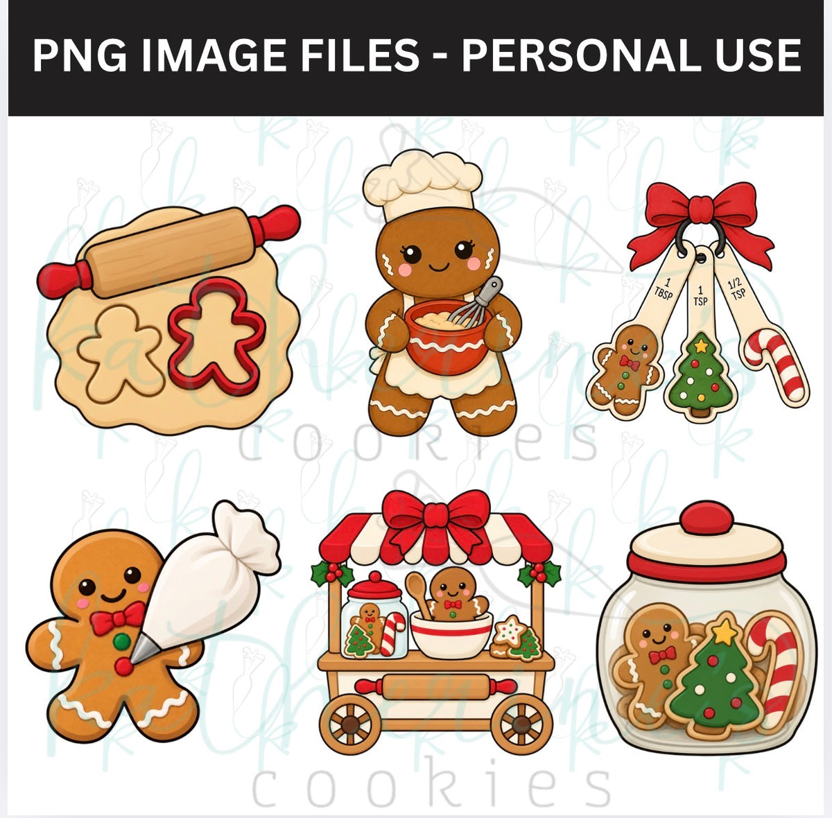 Gingerbread Bakery PNG Images - set of 6 images