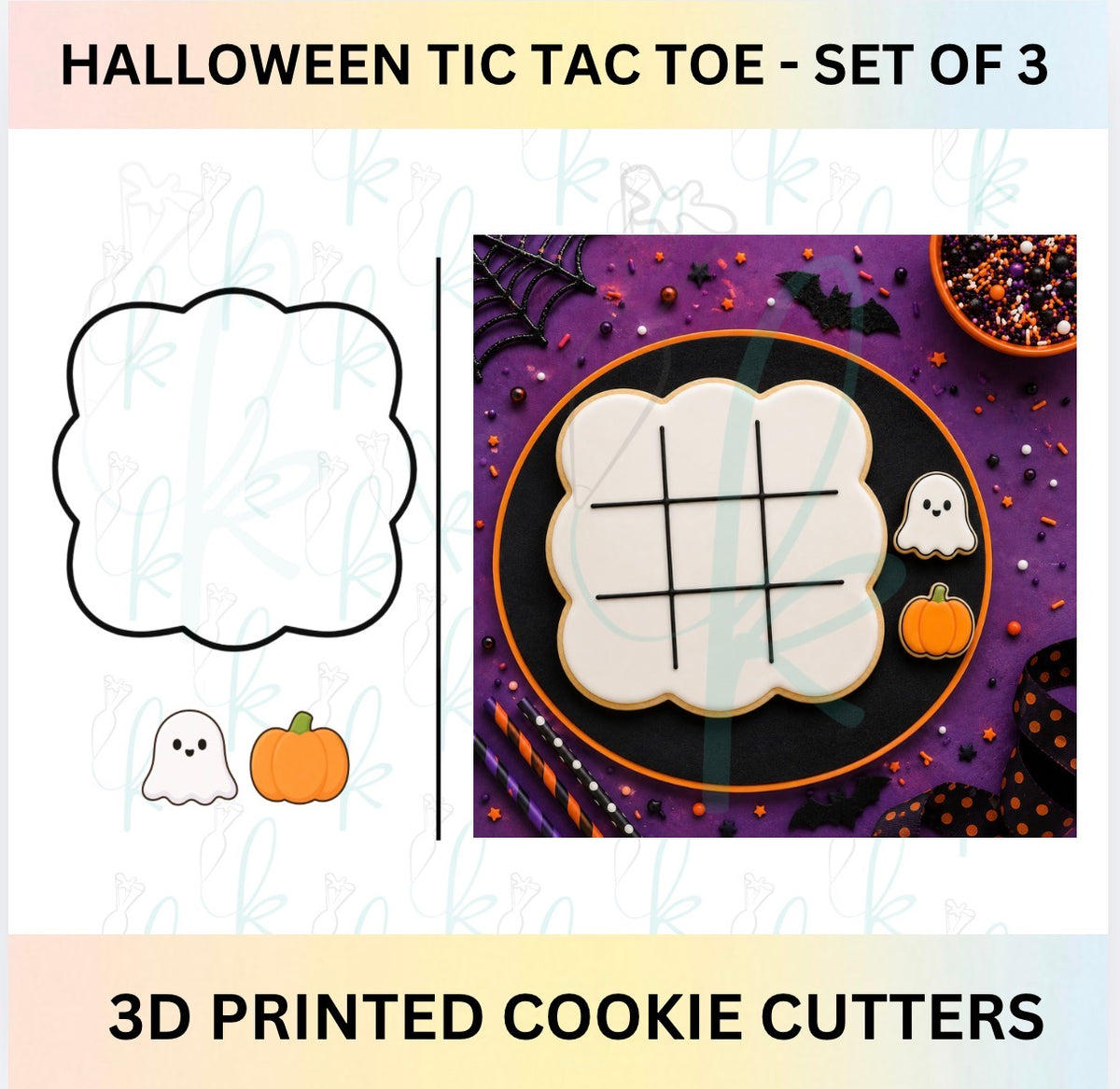 Halloween Tic Tac Toe -  Set of 3D Printed Cookie Cutters