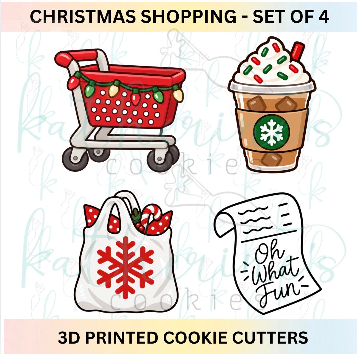Christmas Shopping - Set of 4 3D Printed Cookie Cutters