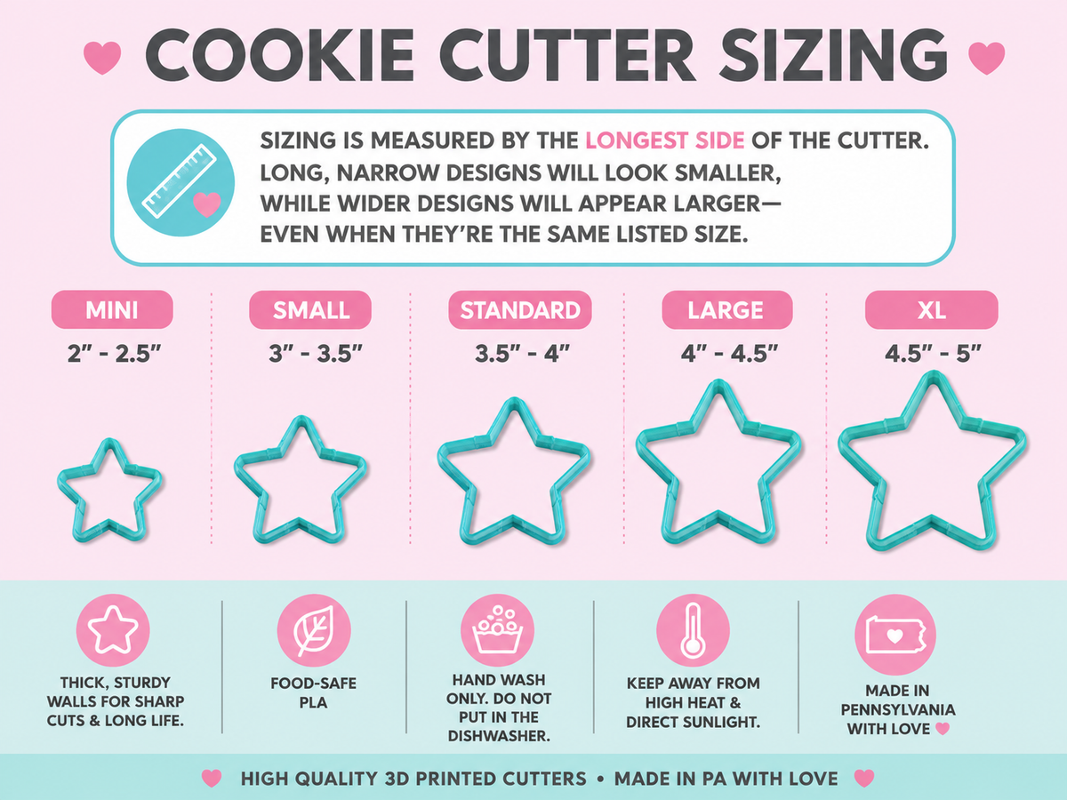 Cookie cutter sizing chart