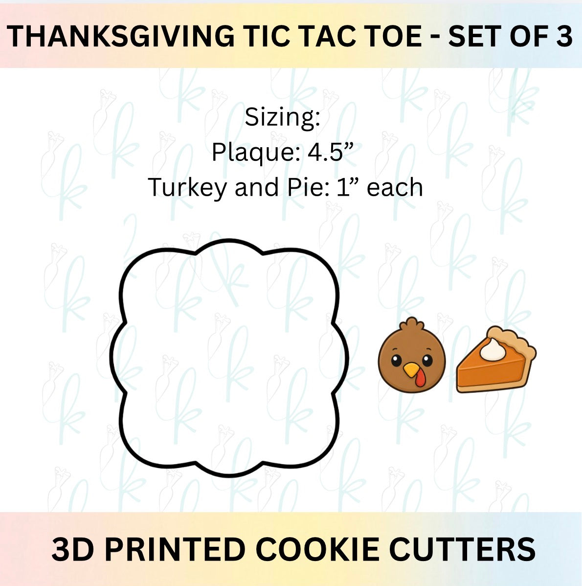 Thanksgiving Tic Tac Toe -  Set of 3D Printed Cookie Cutters