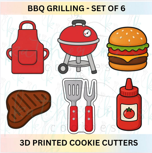 BBQ Grilling Set of 6 3D Printed Cookie Cutters