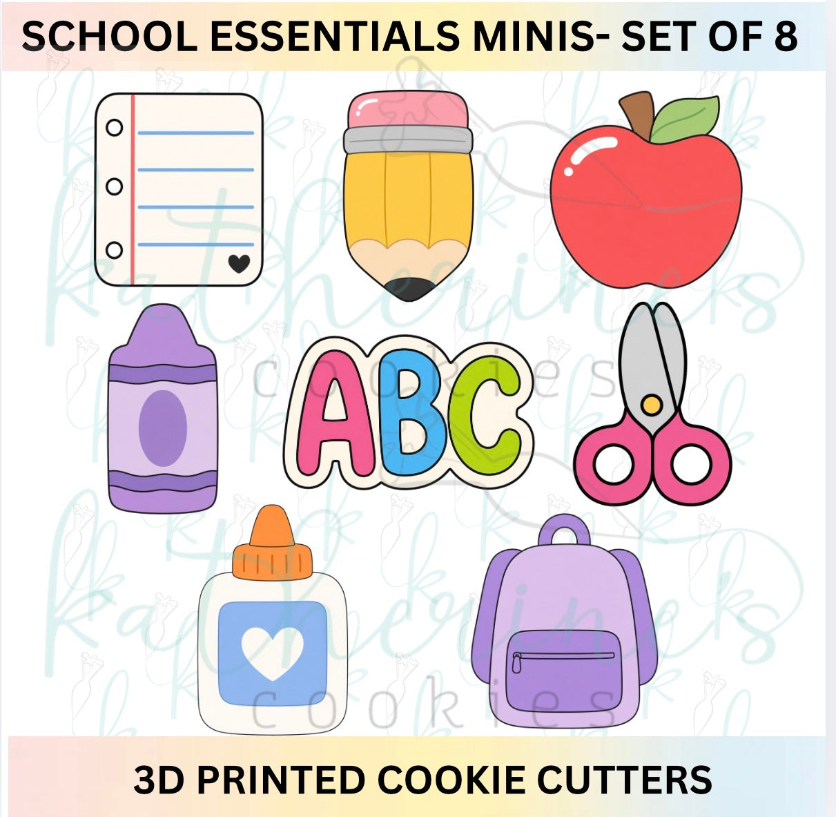 Mini School Essentials Cookie Cutters - Set of 8 Mini Cutters