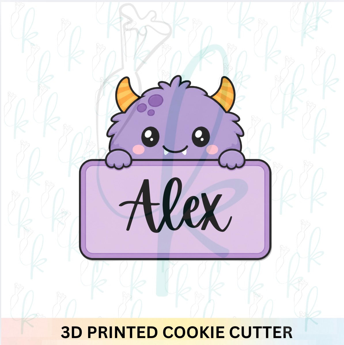 Cute Monster Plaque Cookie Cutter