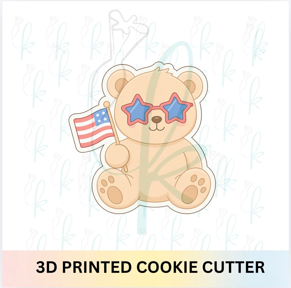 Teddy Bear with Flag Cookie Cutter