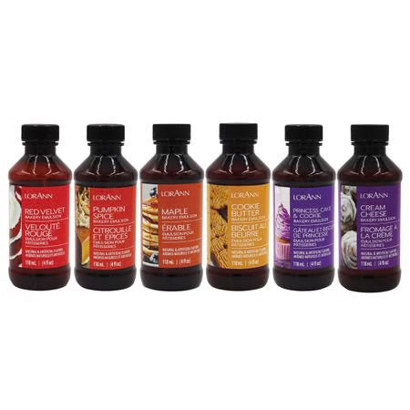 Lorann Bakers Secret Emulsion Variety Pack, Six 4 oz bottles