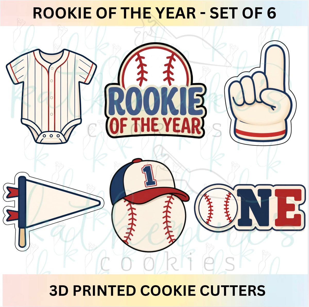 Rookie of the Year - First Birthday Set of 6 Cookie Cutters
