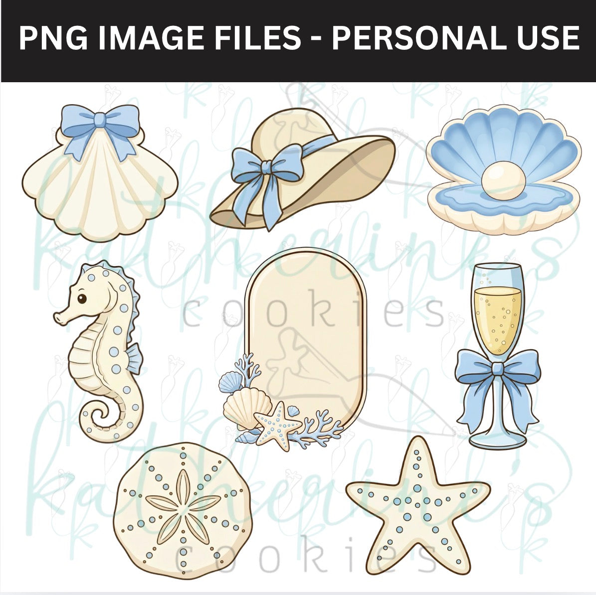 Coastal Chic Bridal Shower PNG Images - set of 8