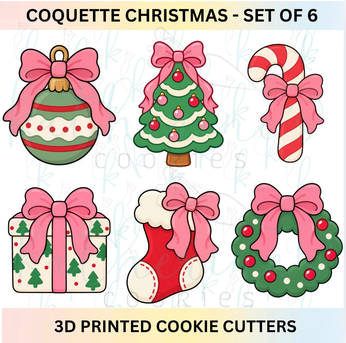 Coquette Christmas - Set of 6 3D Printed Cookie Cutters