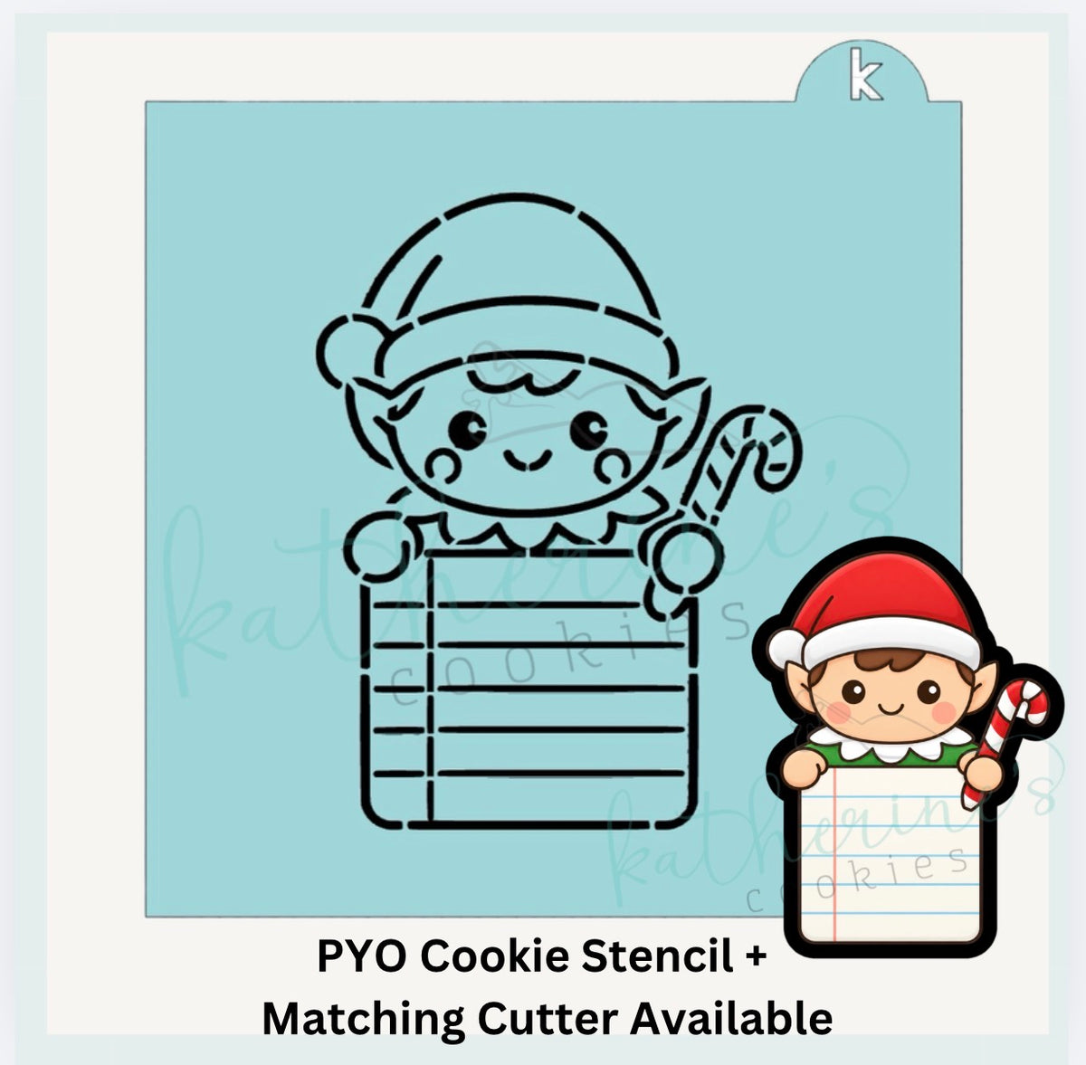 Elf Note PYO Cookie Stencil + Optional Matching Cookie Cutter