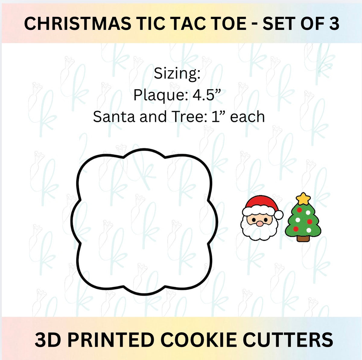 Christmas Tic Tac Toe -  Set of 3D Printed Cookie Cutters