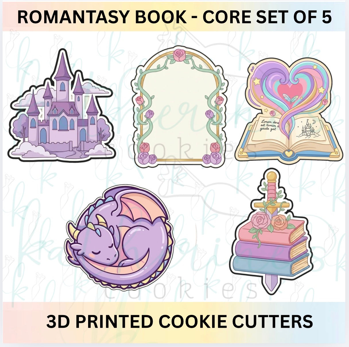 Romantasy Book Theme - Core and Deluxe Sets - 5 or 9 3D Printed Cookie Cutters