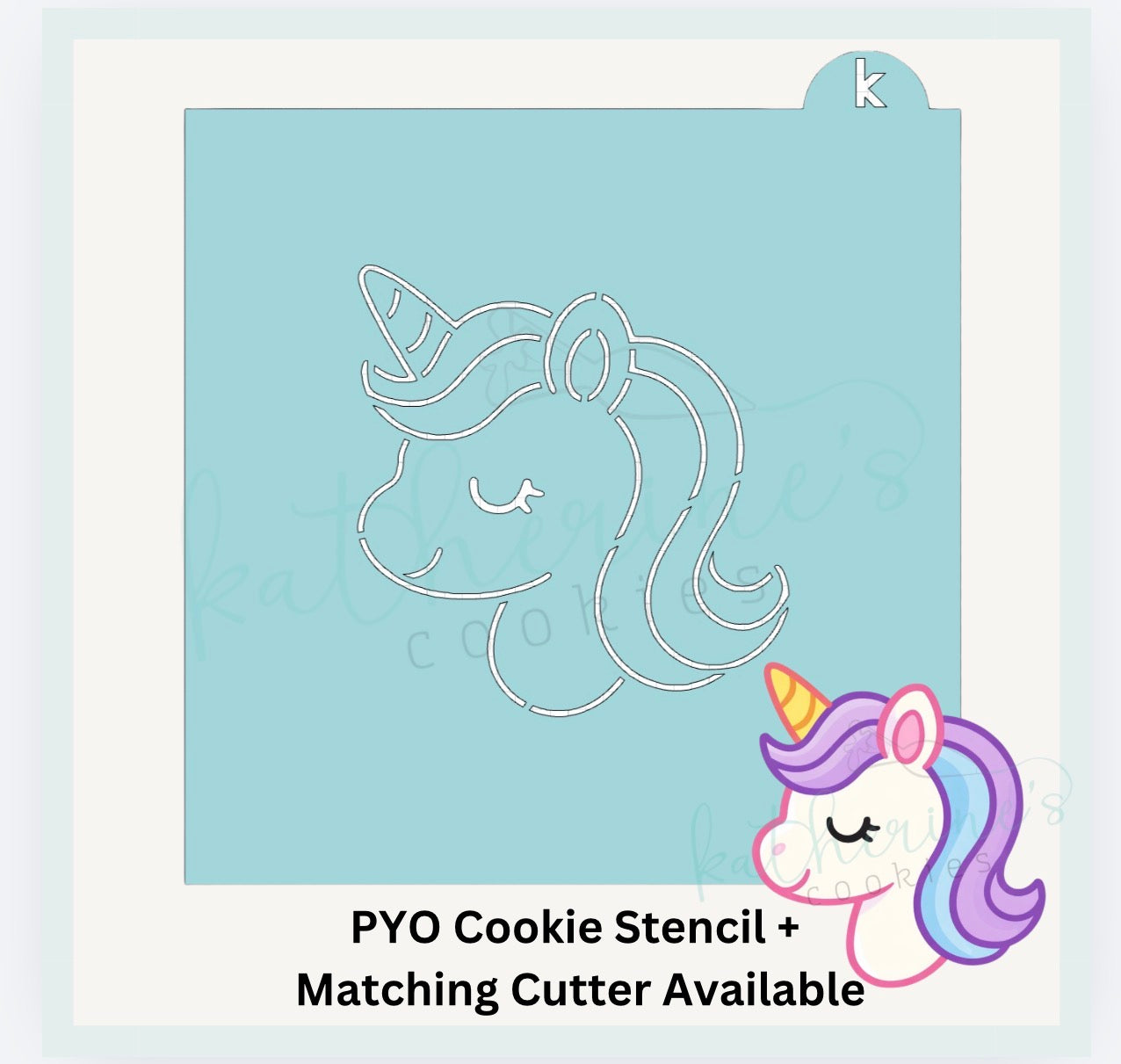 Unicorn PYO Cookie Stencil + Optional Matching Cookie Cutter