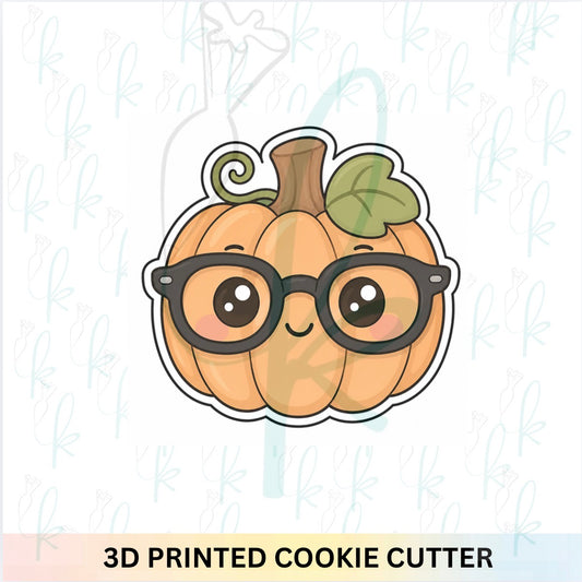 Cute Nerdy Pumpkin Cookie Cutter