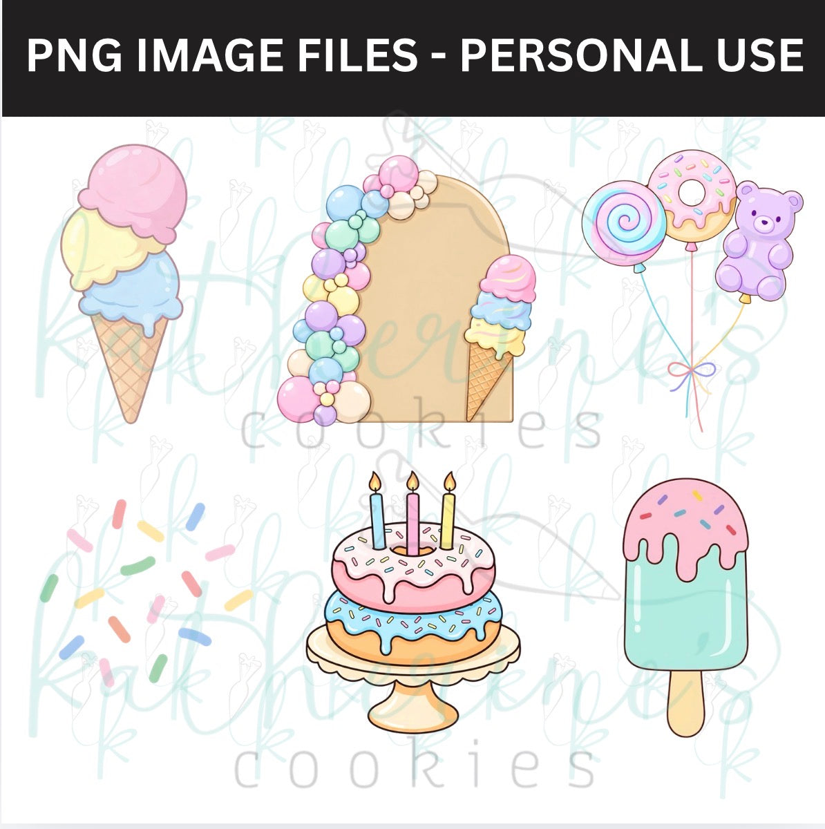 Sweet Birthday PNG Images - set of 6 images
