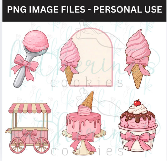 Coquette Ice Cream PNG Images - set of 6 images