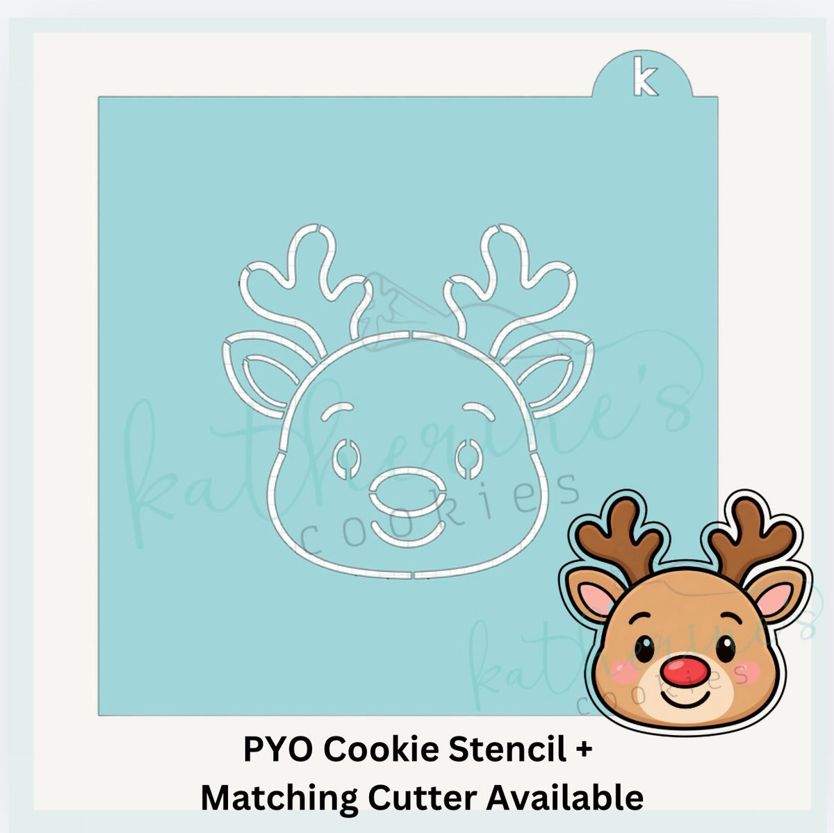 Reindeer PYO Cookie Stencil + Optional Matching Cookie Cutter