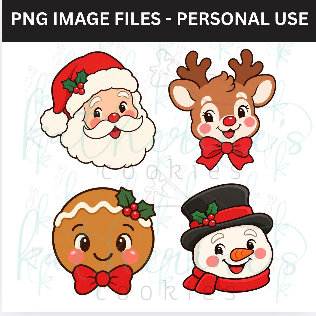 Vintage Christmas - set of 4 PNG Images