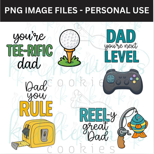 Fathers Day Dad Hobby Puns PNG Images - set of 8