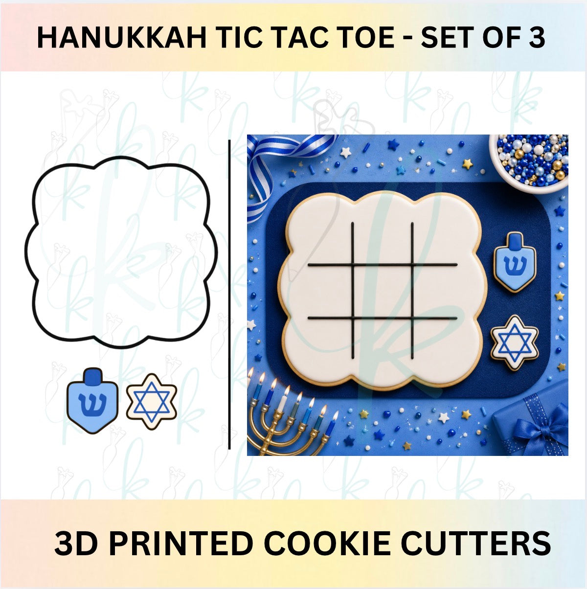 Hanukkah Tic Tac Toe -  Set of 3D Printed Cookie Cutters
