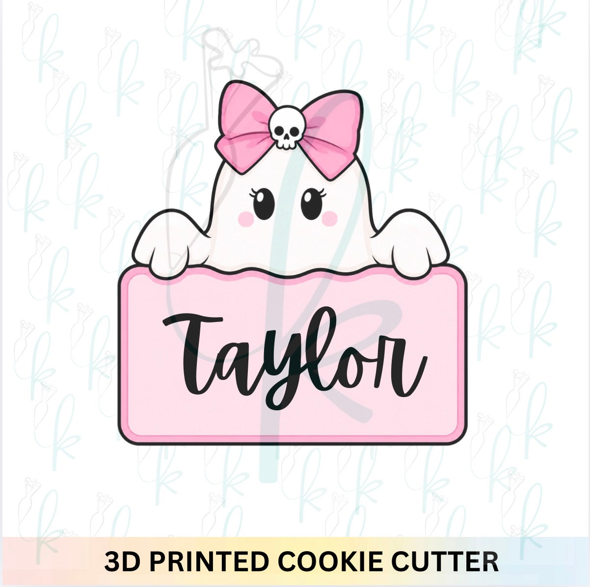Ghost with Bow Plaque Cookie Cutter