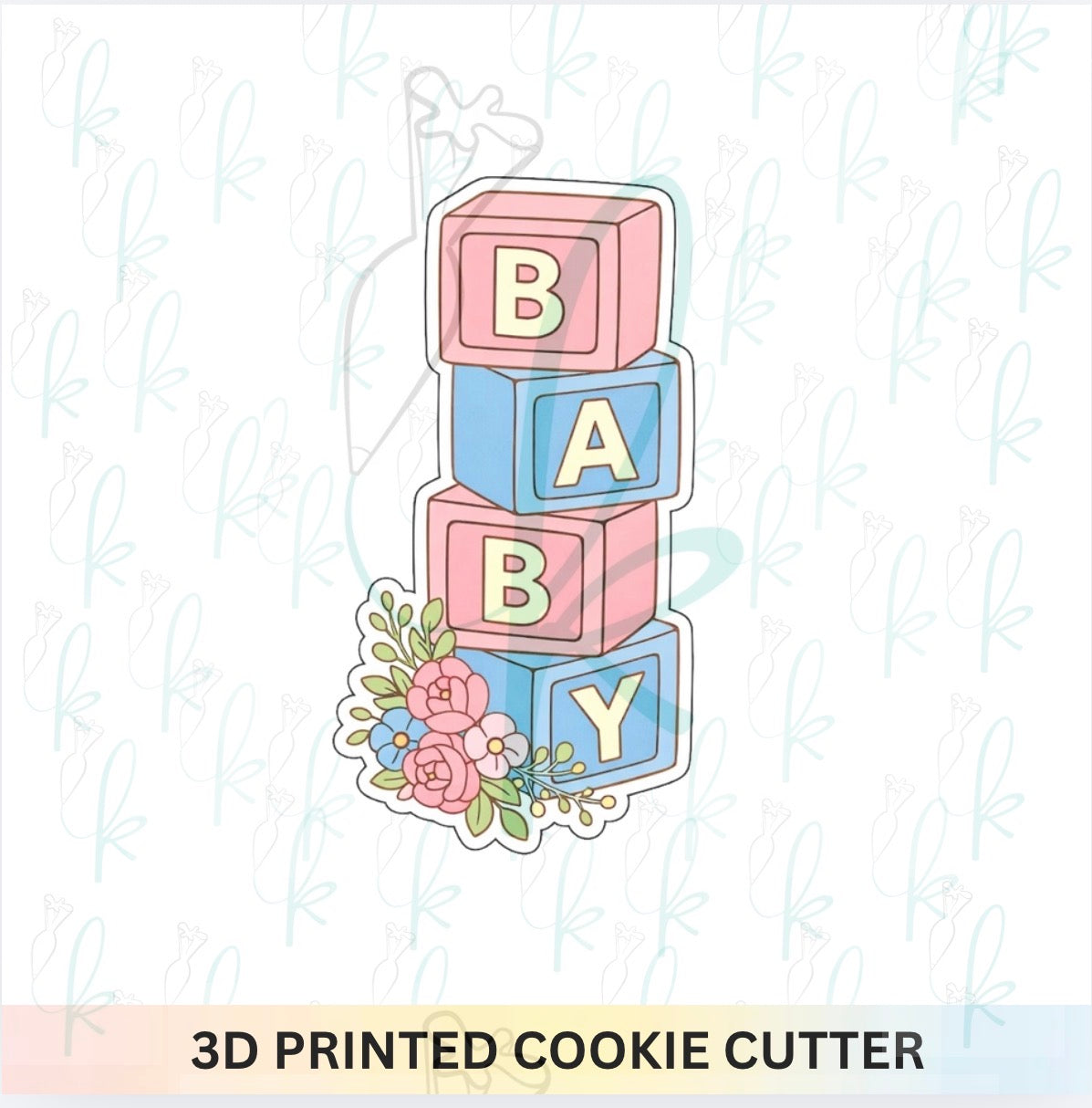 Floral Baby Blocks Cookie Cutter