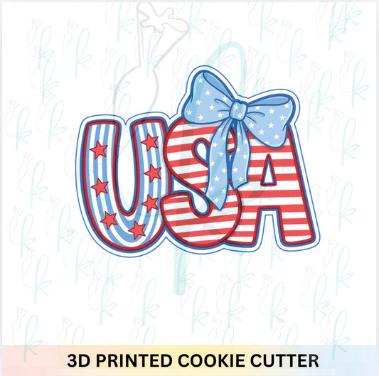 USA with Bow Cookie Cutter