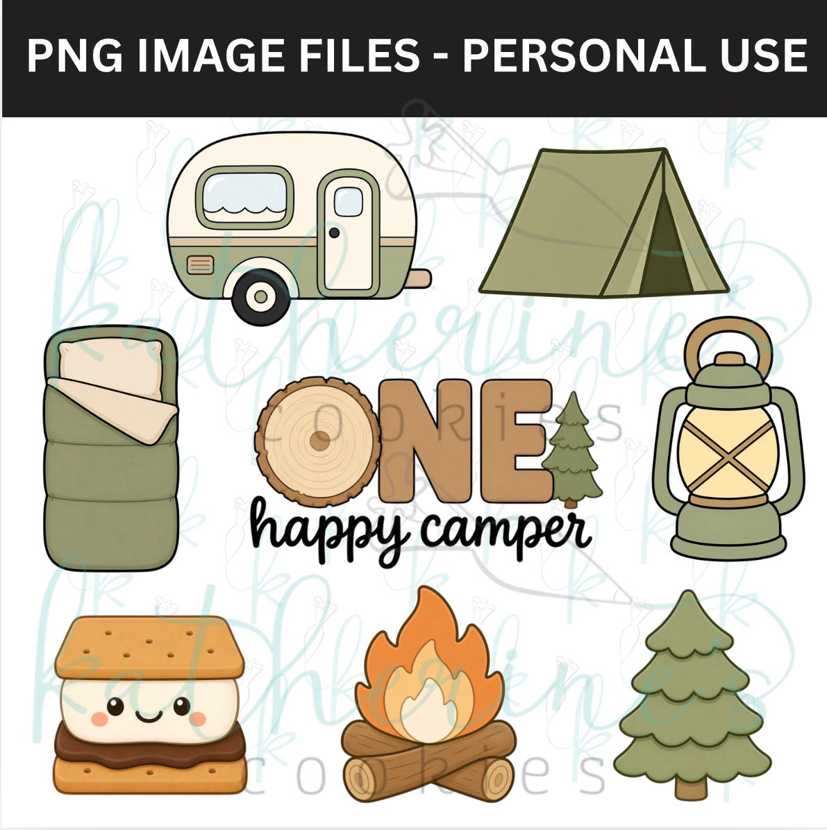 One Happy Camper PNG Images - set of 8