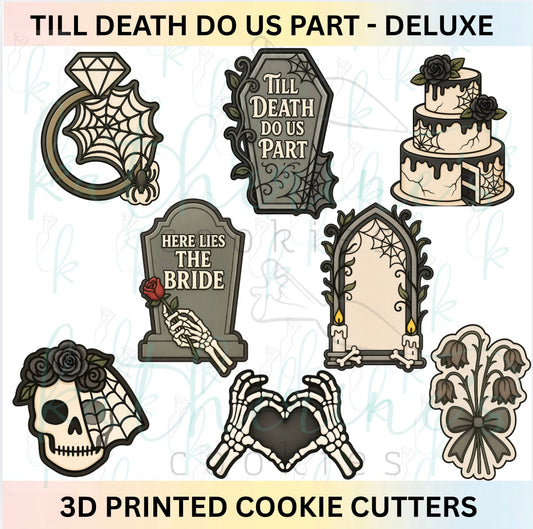 Till Death Do Us Part Bridal Shower Cookie Cutter Set - Core and Deluxe Sets - 4 or 8 3D Printed Cookie Cutters