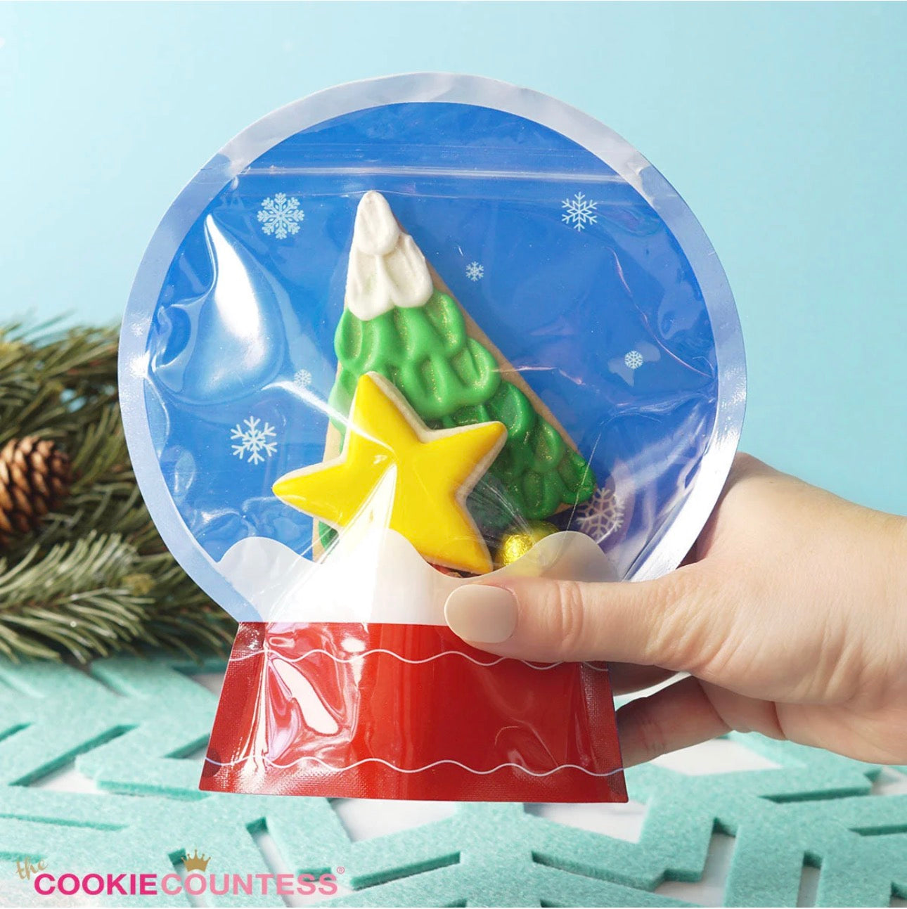 Snow Globe Cookie Bag | Cookie Countess Cookie Packaging Bags | Set of 10 Bags