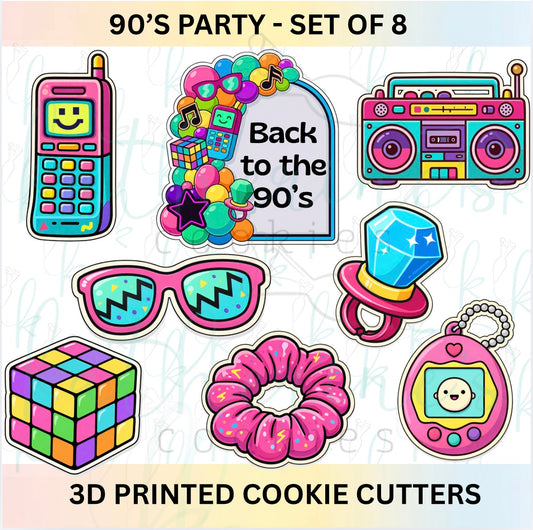 90s Party Theme - Set of 8 Cookie Cutters