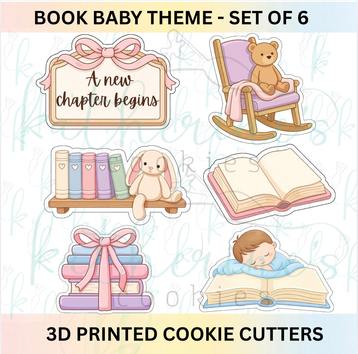 A New Chapter - Set of 6 Book Baby Shower Cookie Cutters