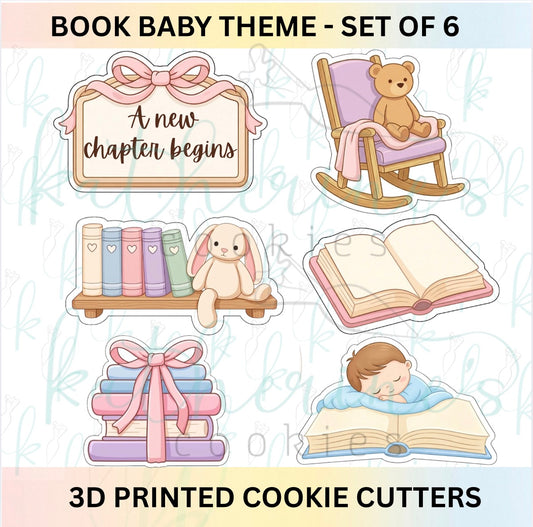 A New Chapter - Set of 6 Book Baby Shower Cookie Cutters