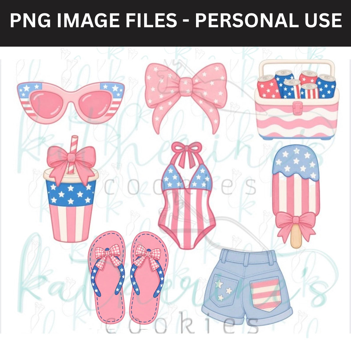Americana Summer PNG Images - set of 8