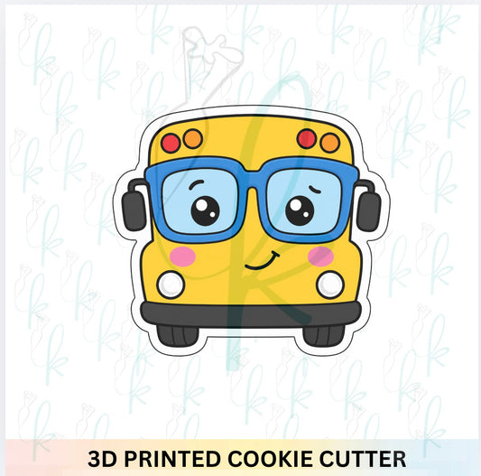 School Bus with Glasses Cookie Cutter