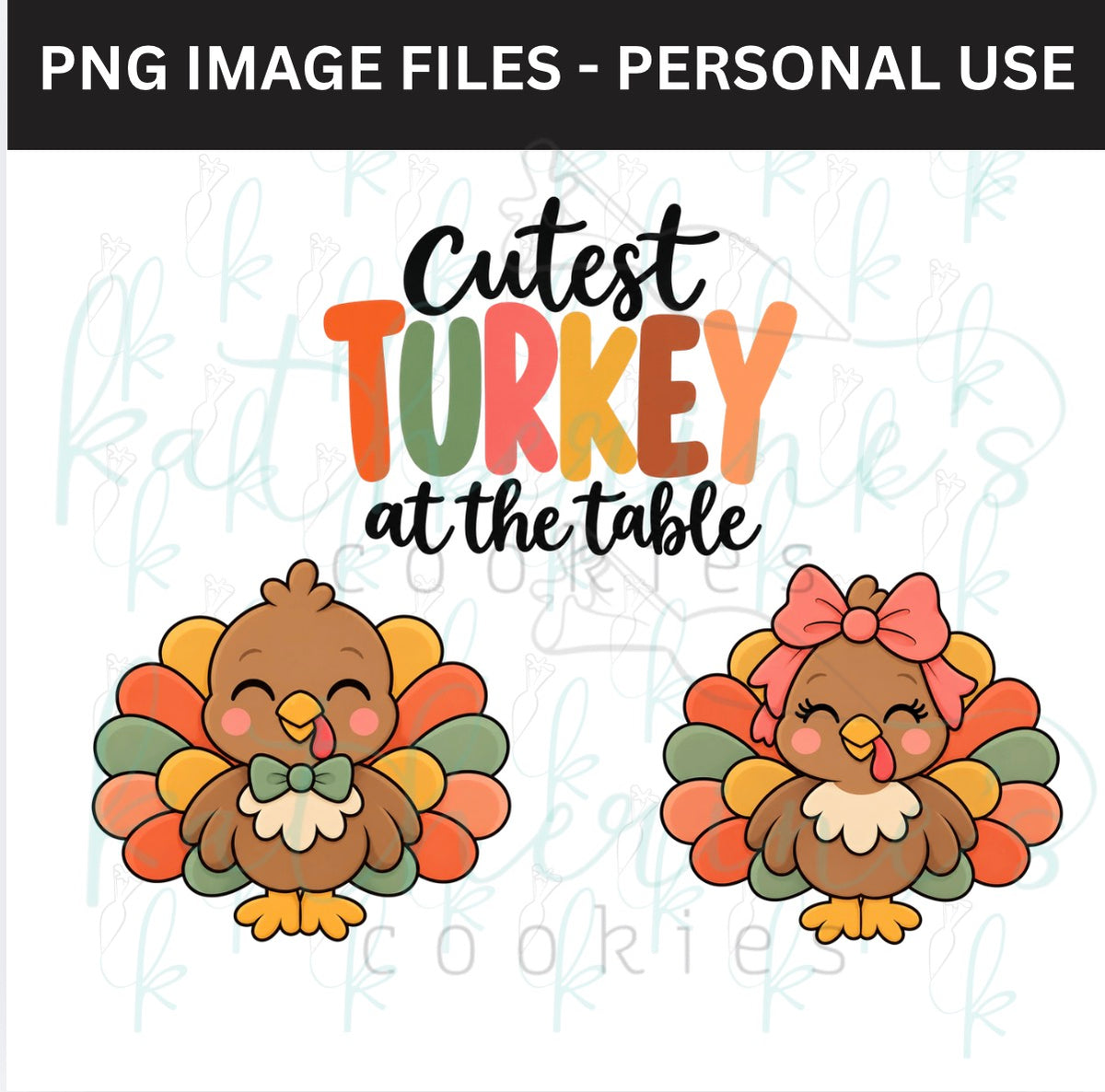Cutest Turkey at the Table PNG Images - set of 3